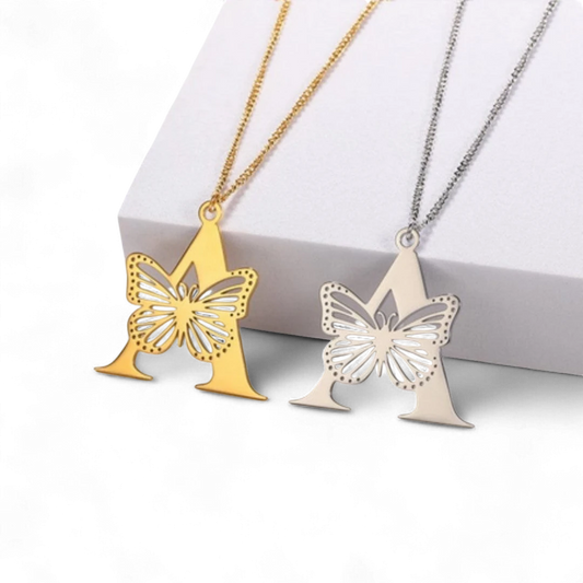 Initial Butterfly Necklace