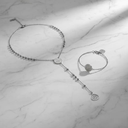 Islamic Silver-Plated Necklace And Bracelet Set