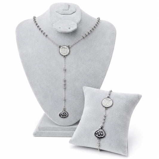 Islamic Silver-Plated Necklace And Bracelet Set