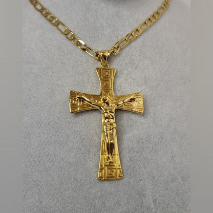 Jesus Cross Pattern Gold Necklace