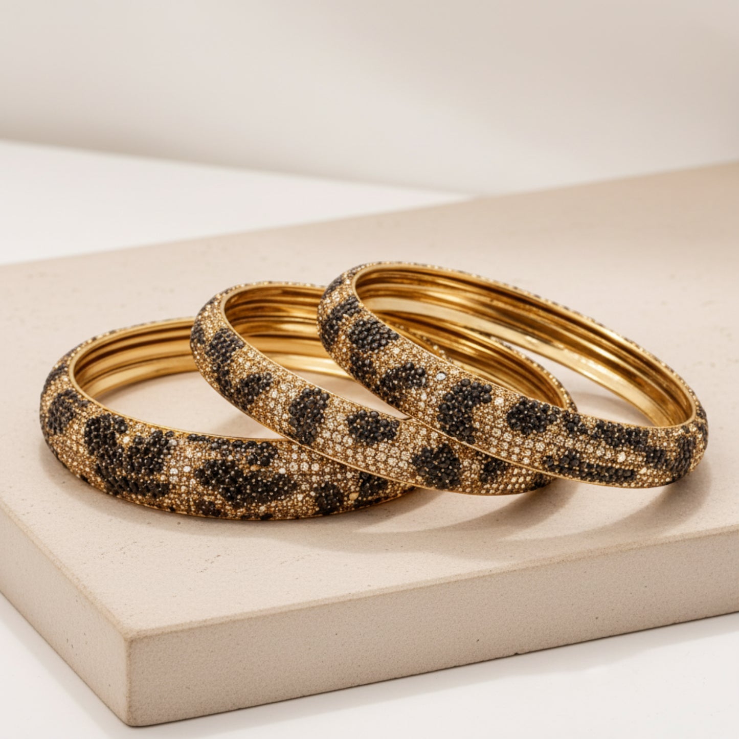 Leopard Shine Bangle Set - Set Of 3