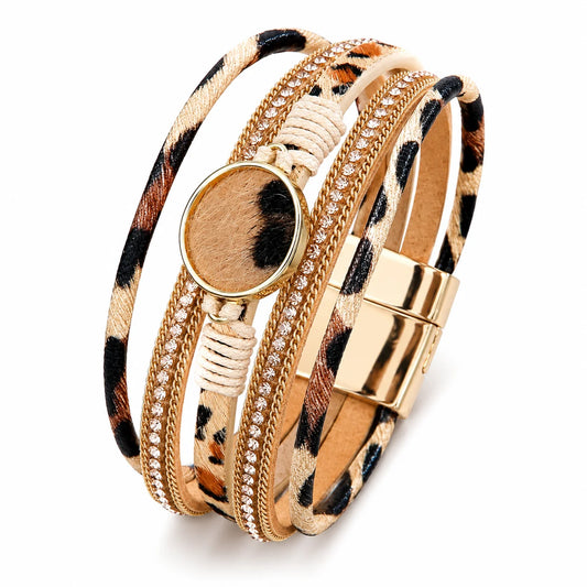 Leopard Charm Multi-Layer Bracelet