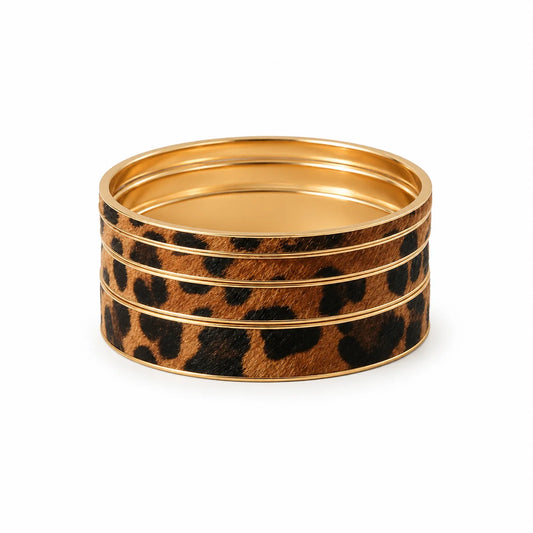 Leopard Wrap Bangle - Set Of 4