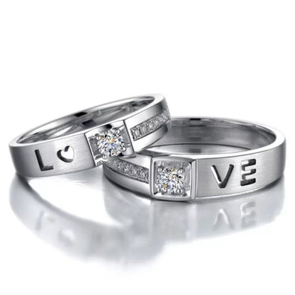 Love Crystal Gold Couple Rings