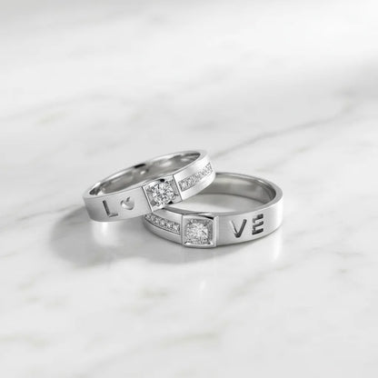 Love Crystal Gold Couple Rings