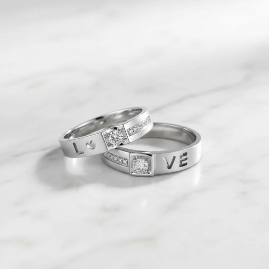 Love Crystal Couple Rings