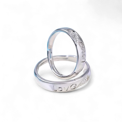 Love Heart Silver Couple Rings