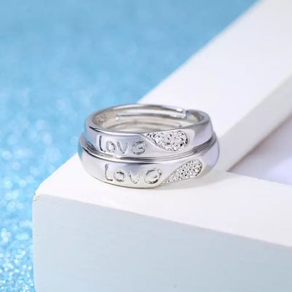 Love Heart Silver Couple Rings