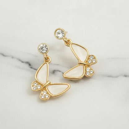 Lovely Butterfly Crystal Drop Earrings