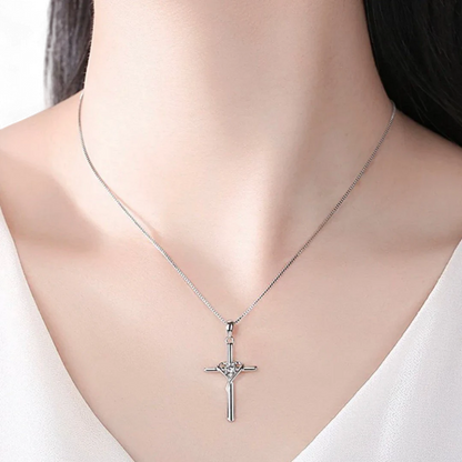 Lucky Heart Cross Zircon Necklace