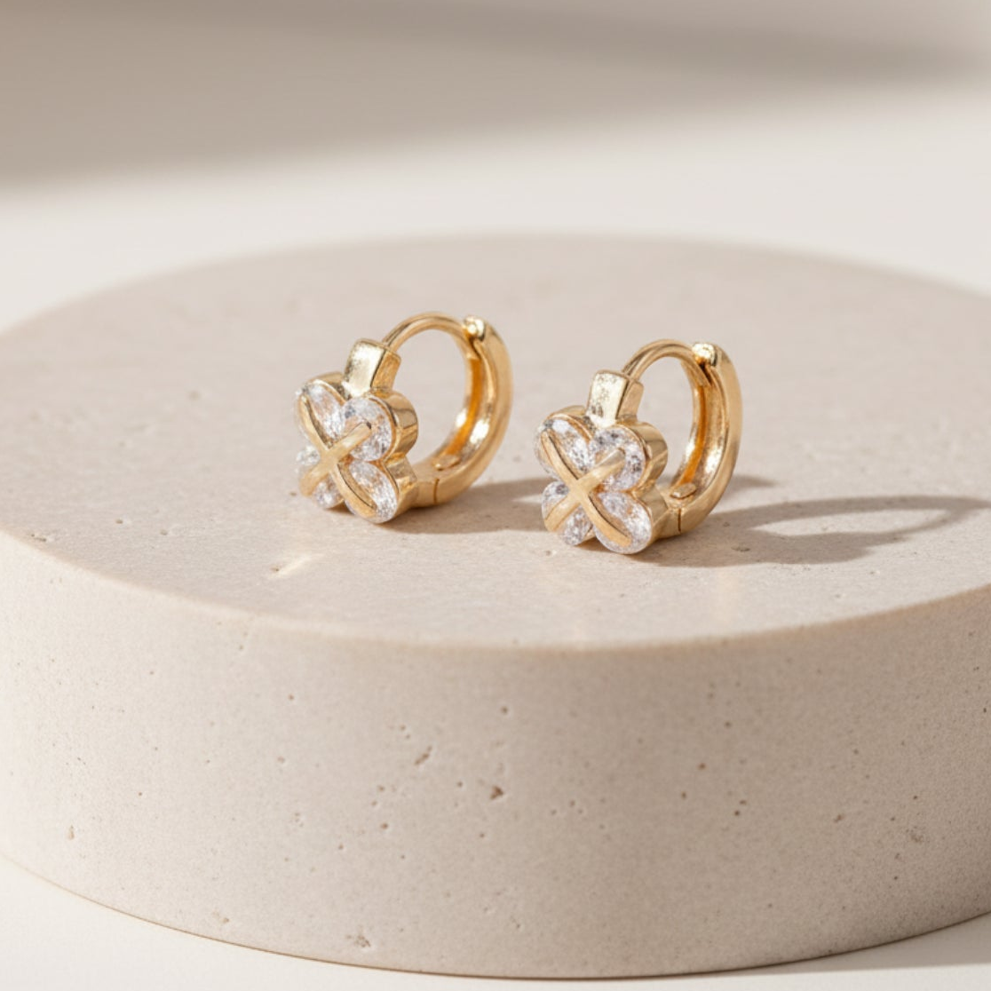 Luxe Clover Crystal Earrings