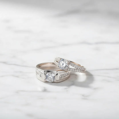 Luxurious Exquisite Silver Couple Rings