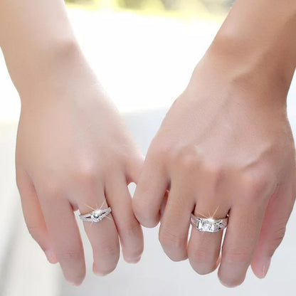 Luxurious Exquisite Silver Couple Rings