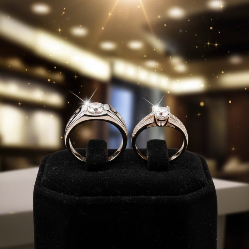 Luxurious Exquisite Silver Couple Rings