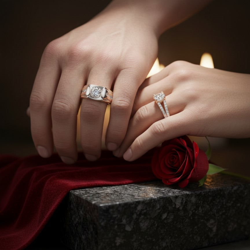 Luxurious Exquisite Silver Couple Rings