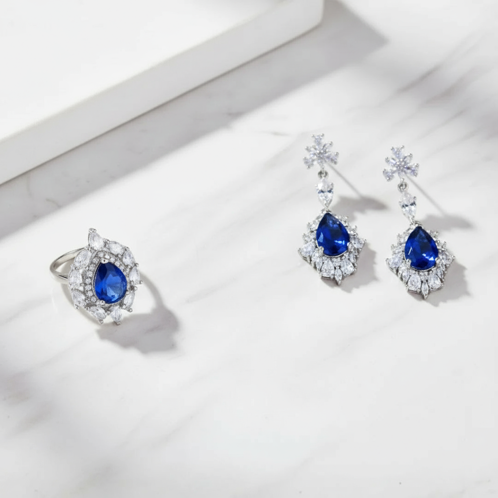 Luxury Drop Sapphires Jewelry Set