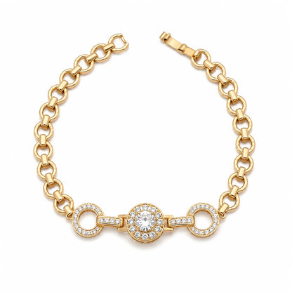 Luxury Gold Link Bracelet with Crystal Centerpiece