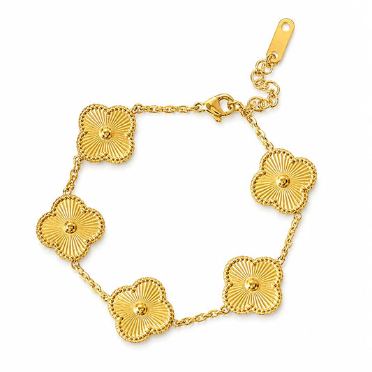 Luxury Vintage Alhambra Style Bracelet in Gold Tone