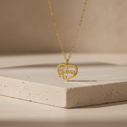 Mama Heart Cutout Necklace