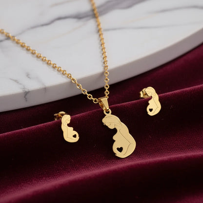 Heart Pendant Necklace – Mother Gift Set