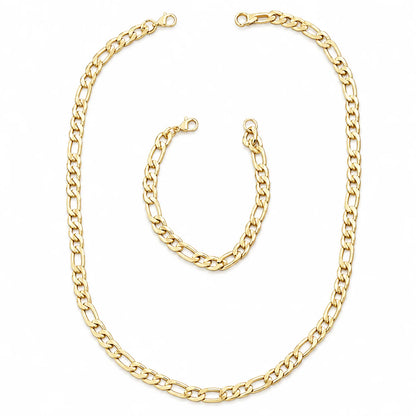 Classic Gold Link Chain Necklace & Bracelet Set