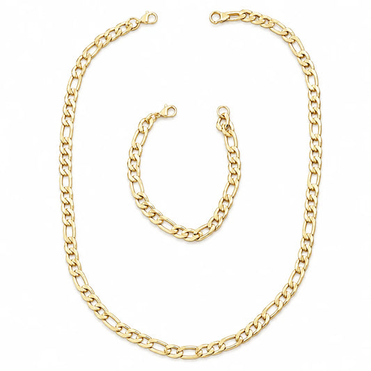 Classic Gold Link Chain Necklace & Bracelet Set