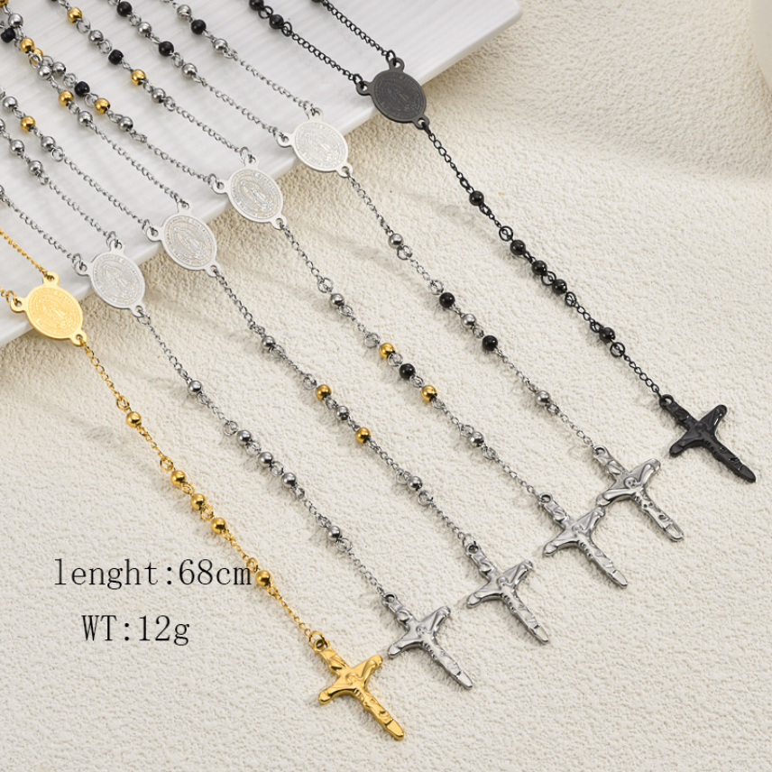 New Design Rosary Necklace With Cross – 3 Models