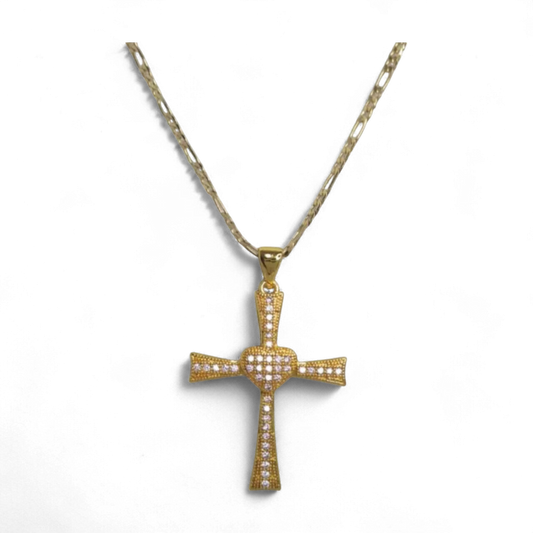 Rhinestone Heart Cross Necklace