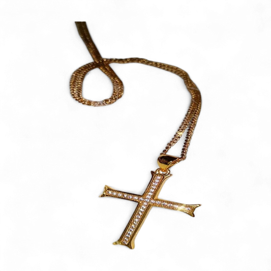 Rhinestone Simple Cross Necklace With Rhinestones
