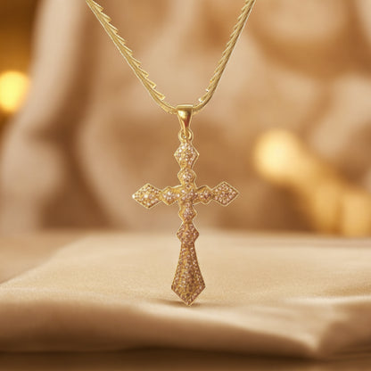 Rhinestone Shiny Cross Necklace