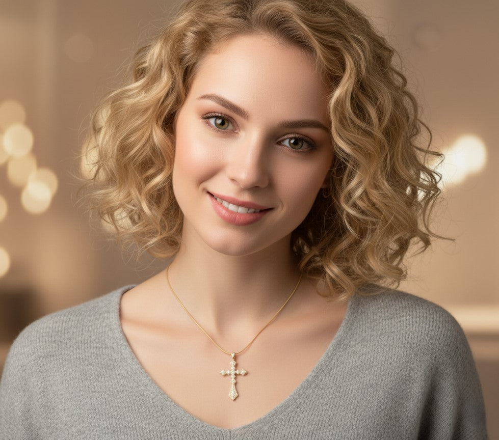 Rhinestone Shiny Cross Necklace