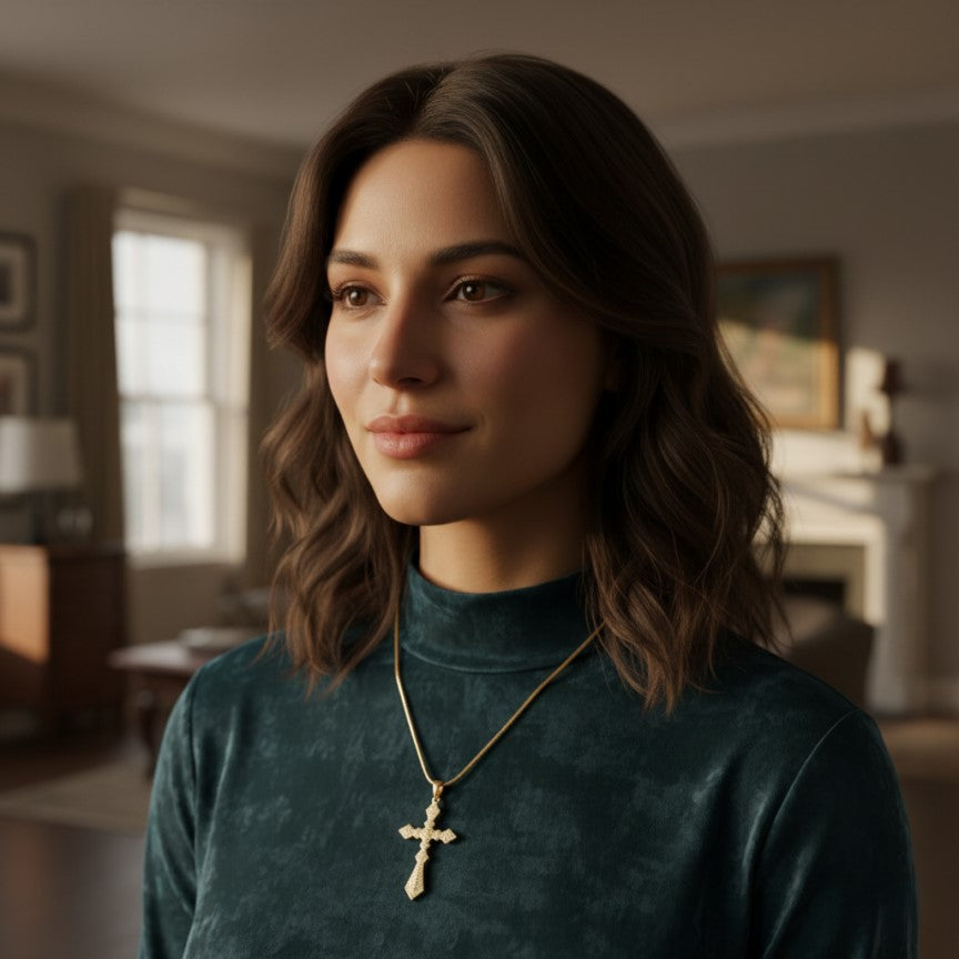 Rhinestone Shiny Cross Necklace