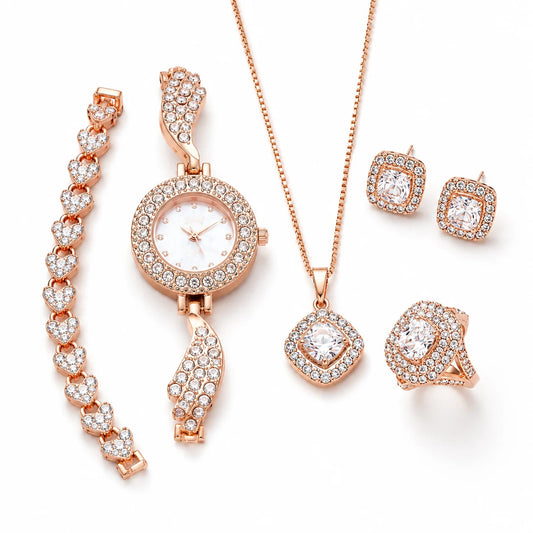 Rhinestone Crystal Watch Set