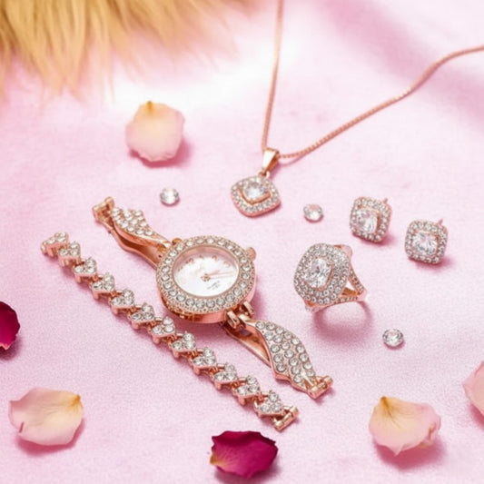 Rhinestone Crystal Watch Set