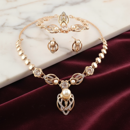 Romantic Crystal Pearl Jewelry Set