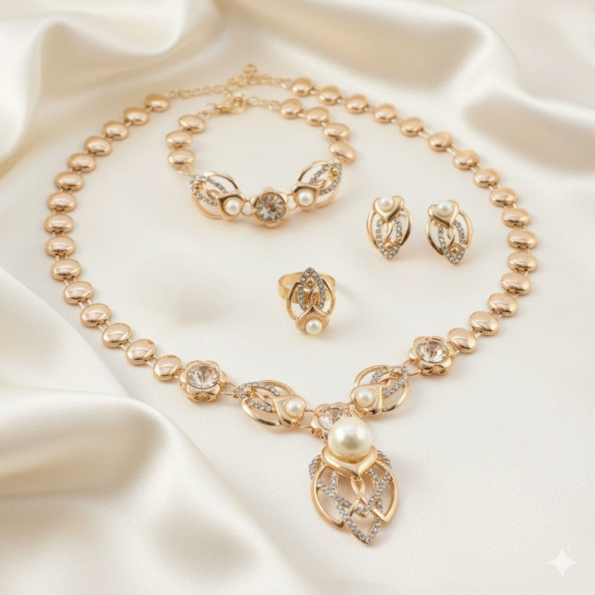 Romantic Crystal Pearl Jewelry Set
