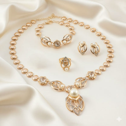 Romantic Crystal Pearl Jewelry Set