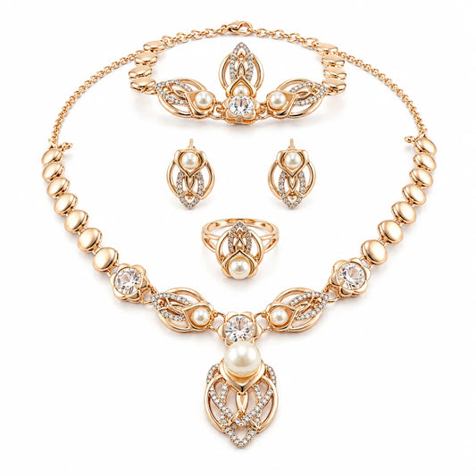 Romantic Crystal Pearl Jewelry Set