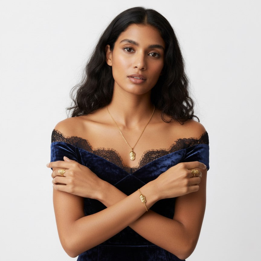 Saint Charbel Golden Religious Jewelry Set