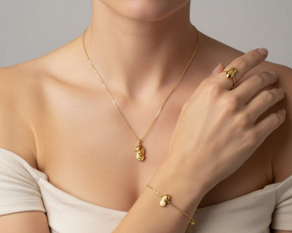 Saint Charbel Golden Religious Jewelry Set