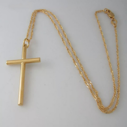 Long Simple Gold Cross Necklace