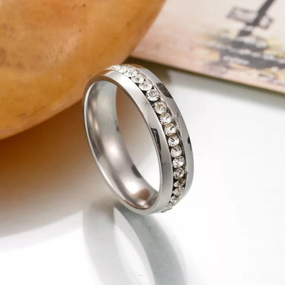 Shiny Crystal Stainless Steel Ring