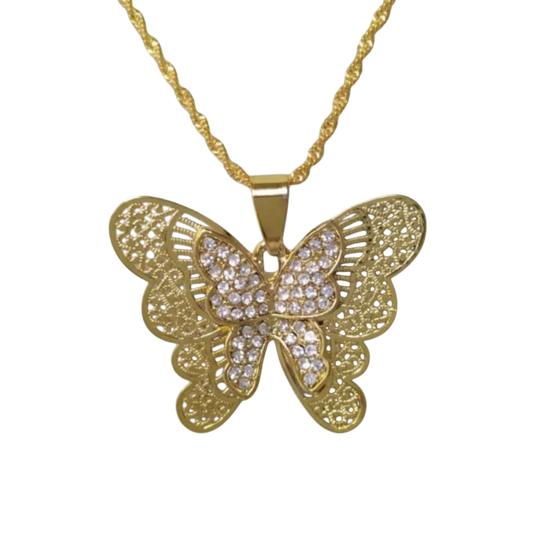 Shiny Double Butterfly Necklace