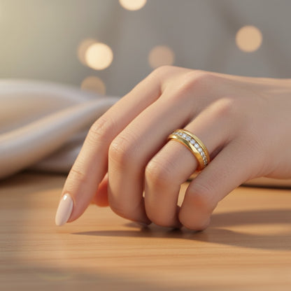 Shiny Crystal Gold Ring