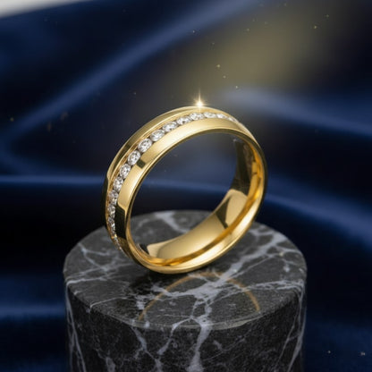 Shiny Crystal Gold Ring