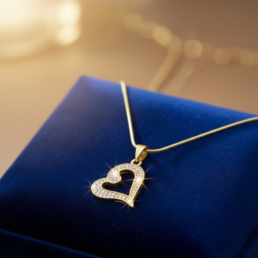 Shiny Curved Heart Necklace
