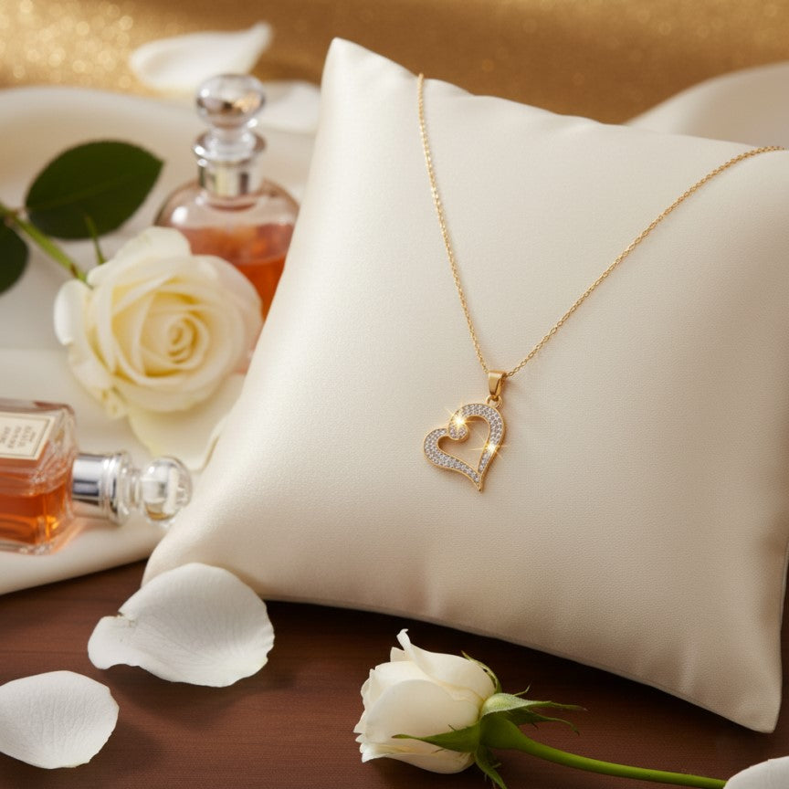 Shiny Curved Heart Necklace