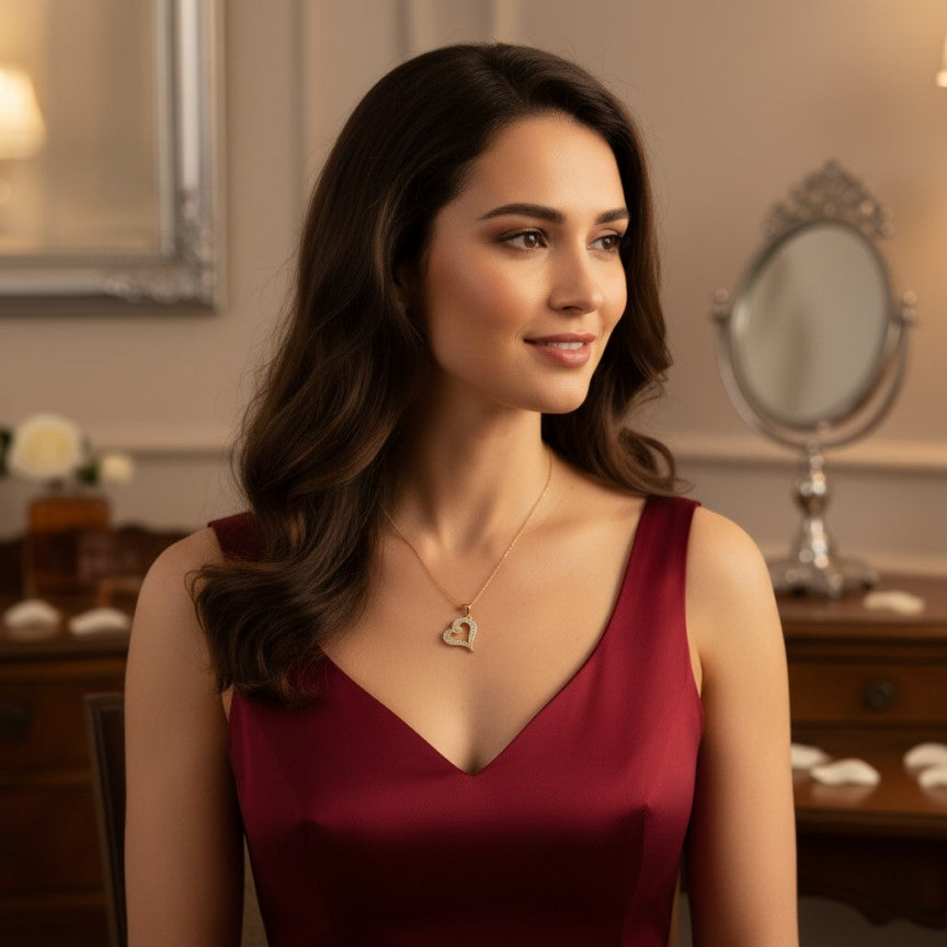 Shiny Curved Heart Necklace