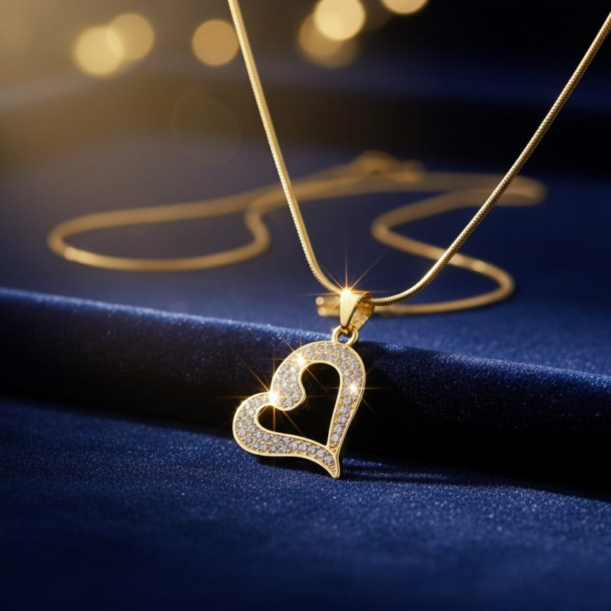 Shiny Curved Heart Necklace