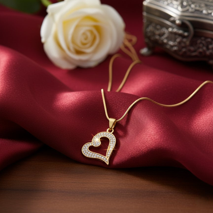 Shiny Curved Heart Necklace